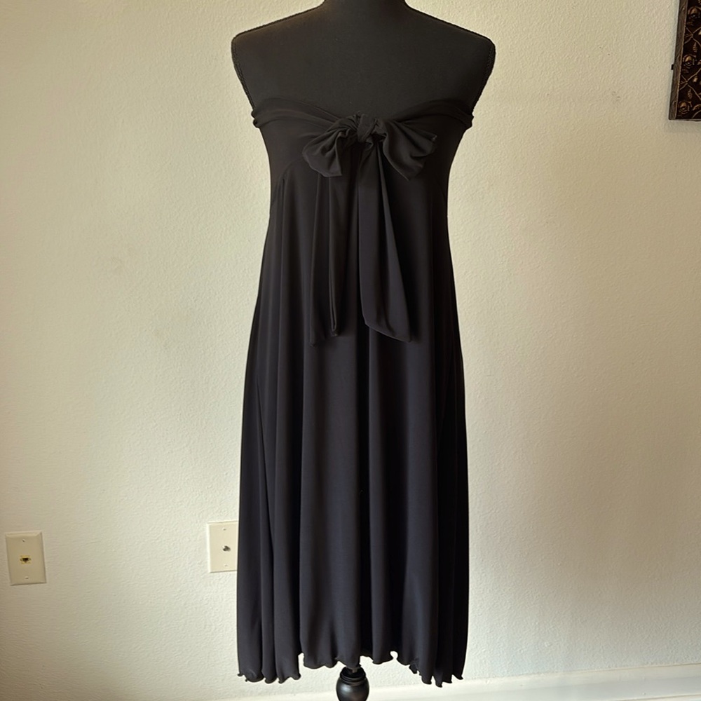 MKM Designs: Womens Black Mid-Length Strapless Dress, Womens Large